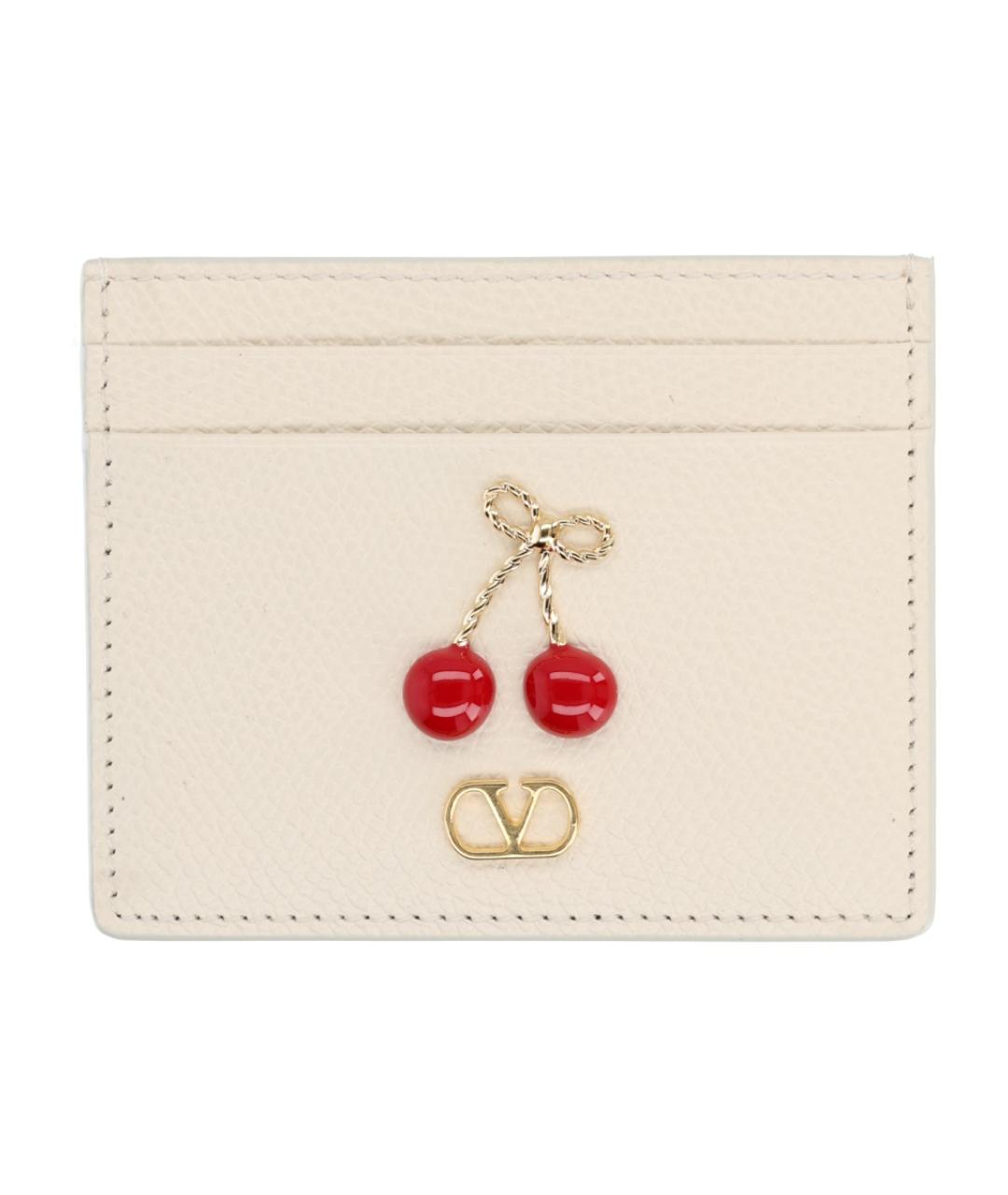 VALENTINO Бежевый кожаный кардхолдер, фото 1