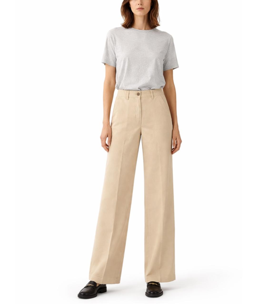 ASPESI Бежевые хлопковые прямые брюки, фото 2