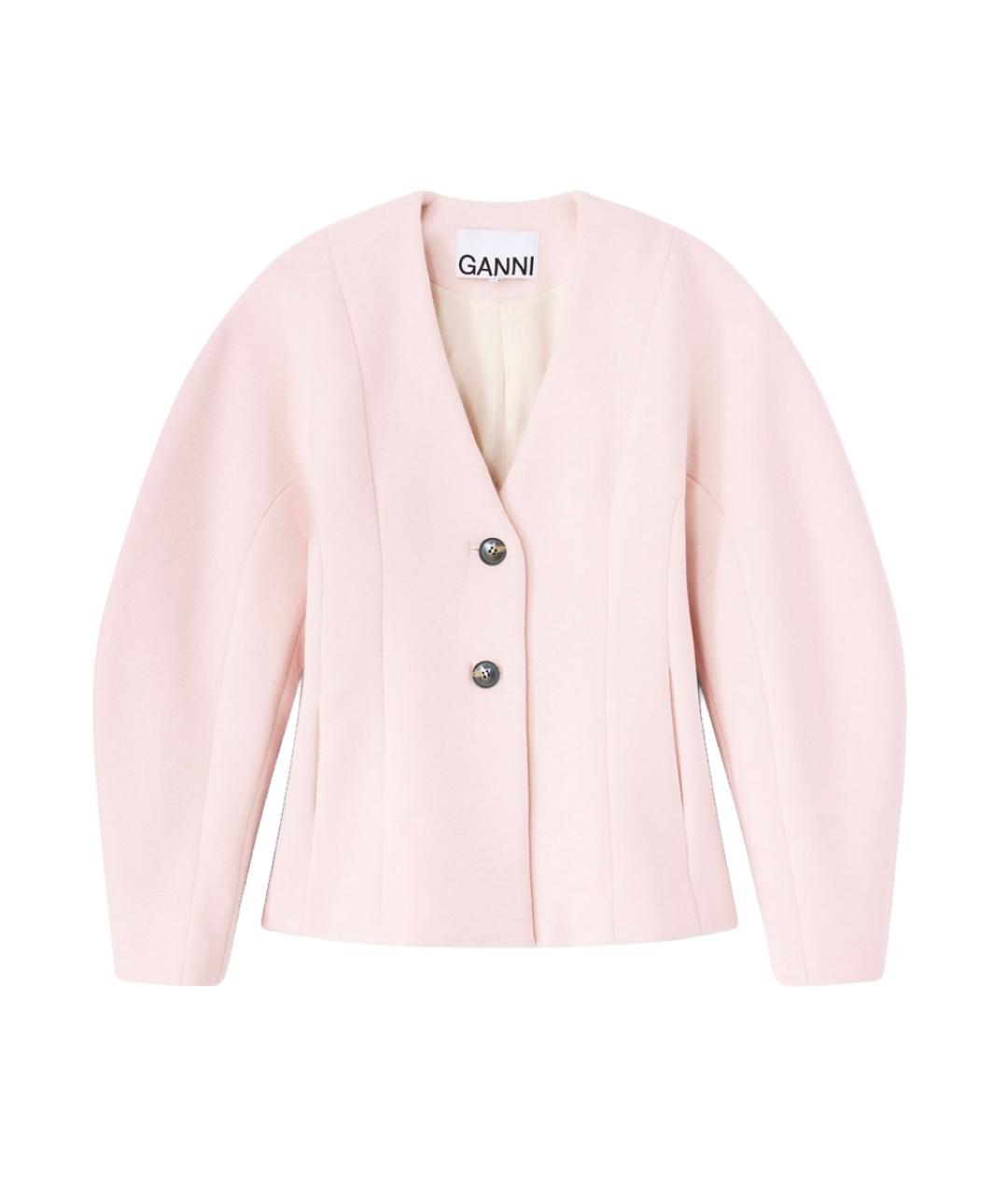 GANNI Розовый шерстяной жакет/пиджак, фото 1