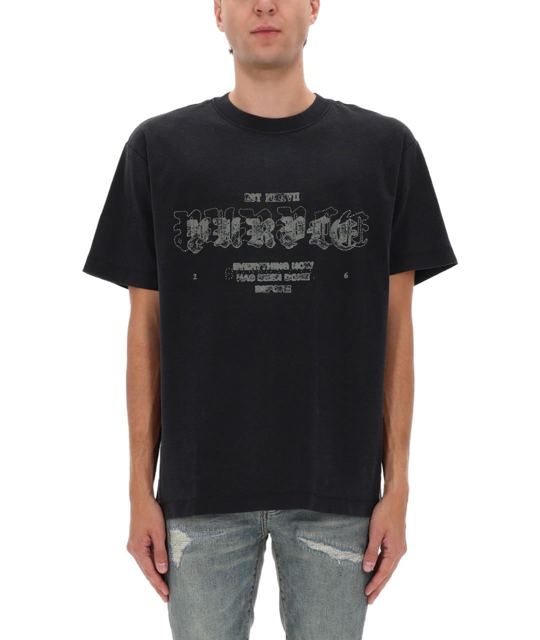 PURPLE Черная хлопковая футболка, фото 3