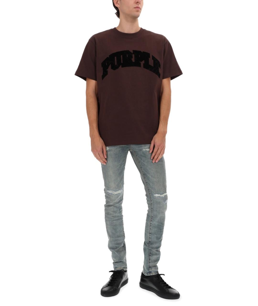 PURPLE Коричневая хлопковая футболка, фото 2