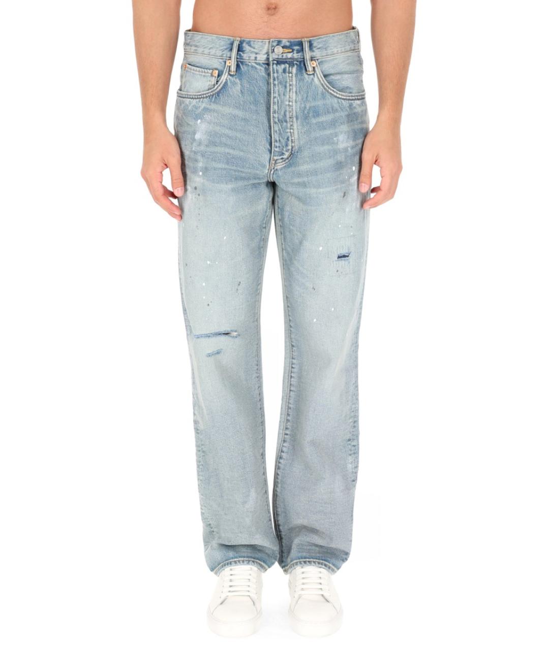 PURPLE Синие хлопковые прямые джинсы, фото 6