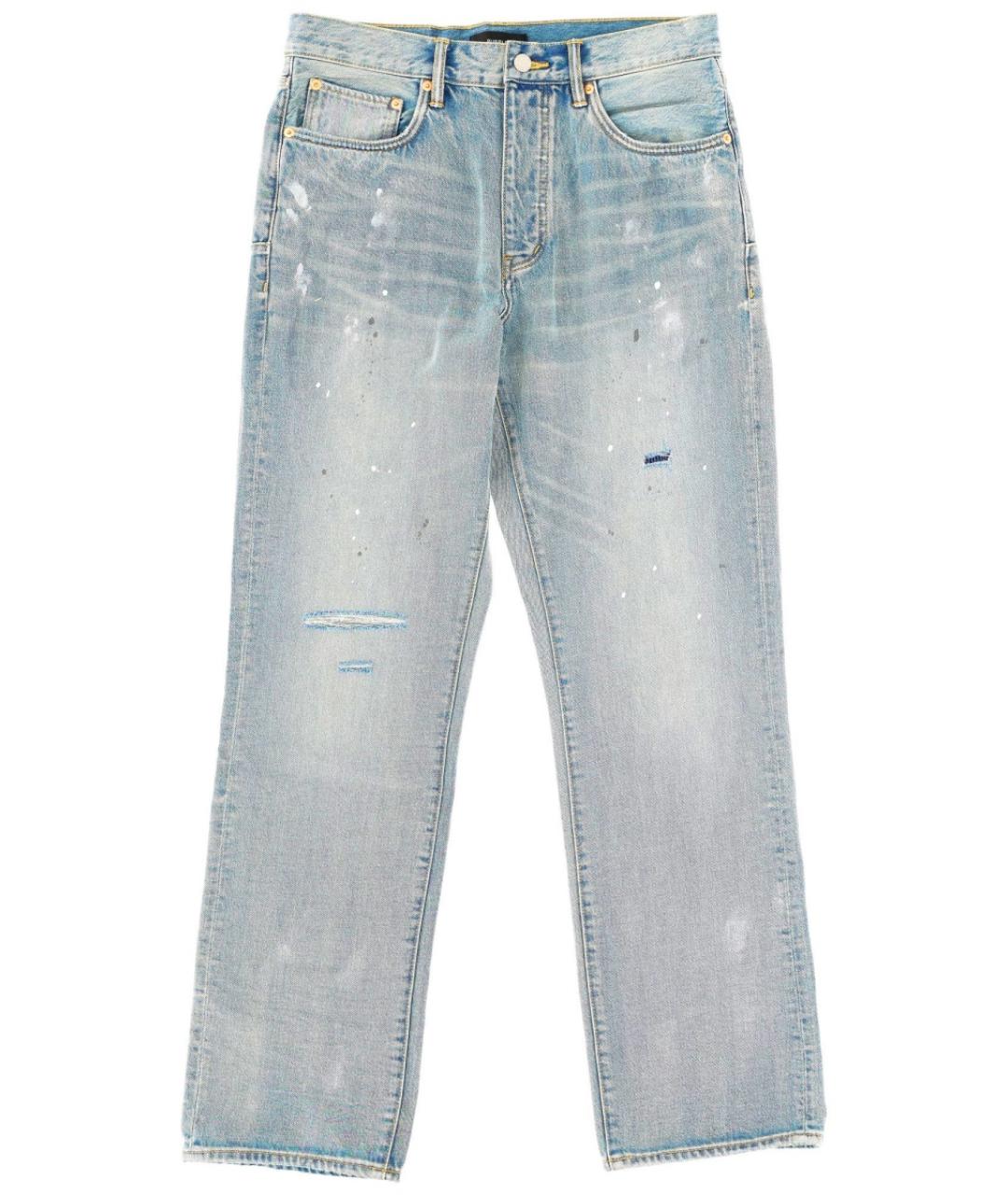 PURPLE Синие хлопковые прямые джинсы, фото 1