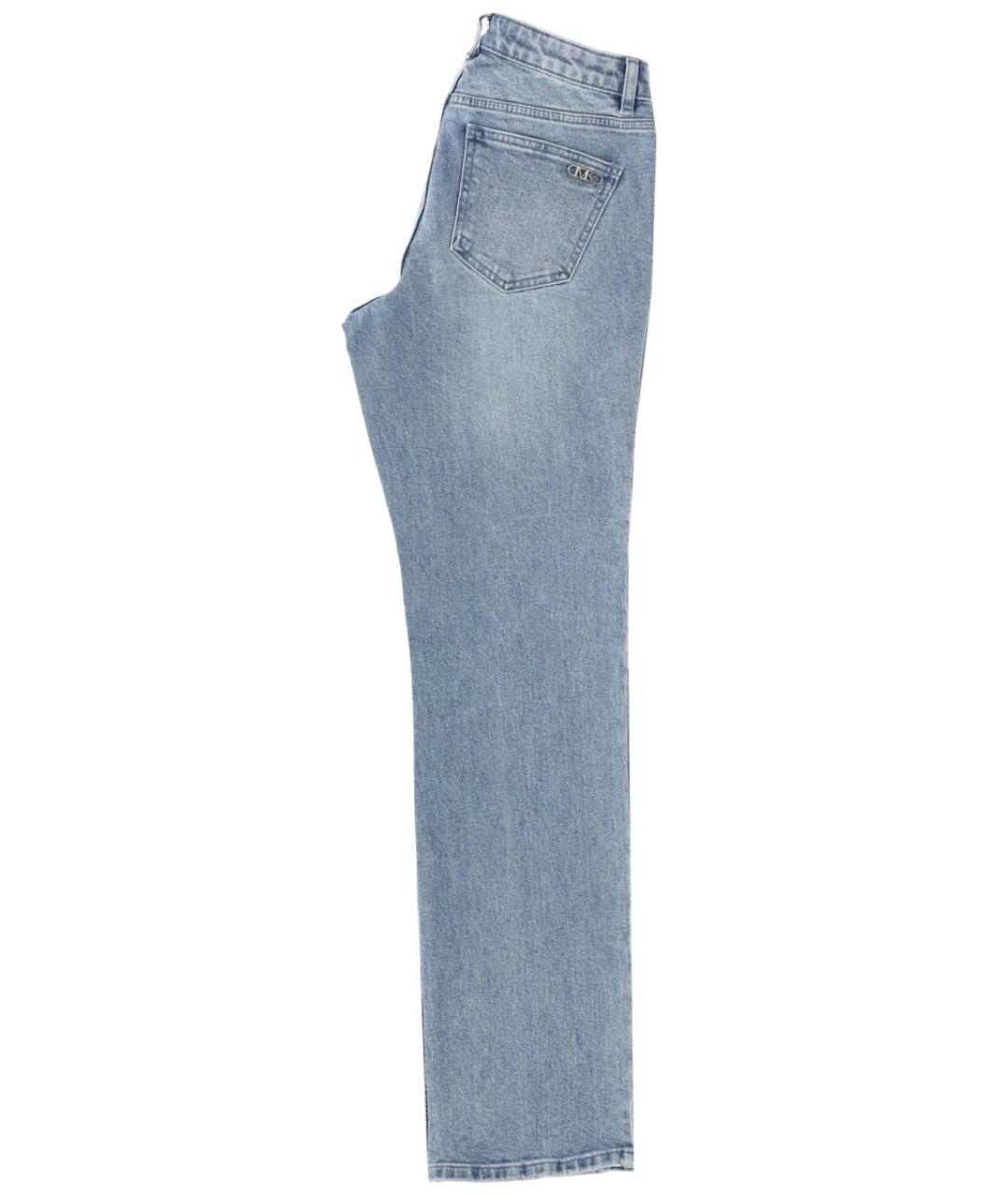 MICHAEL KORS Голубые хлопко-эластановые прямые джинсы, фото 3