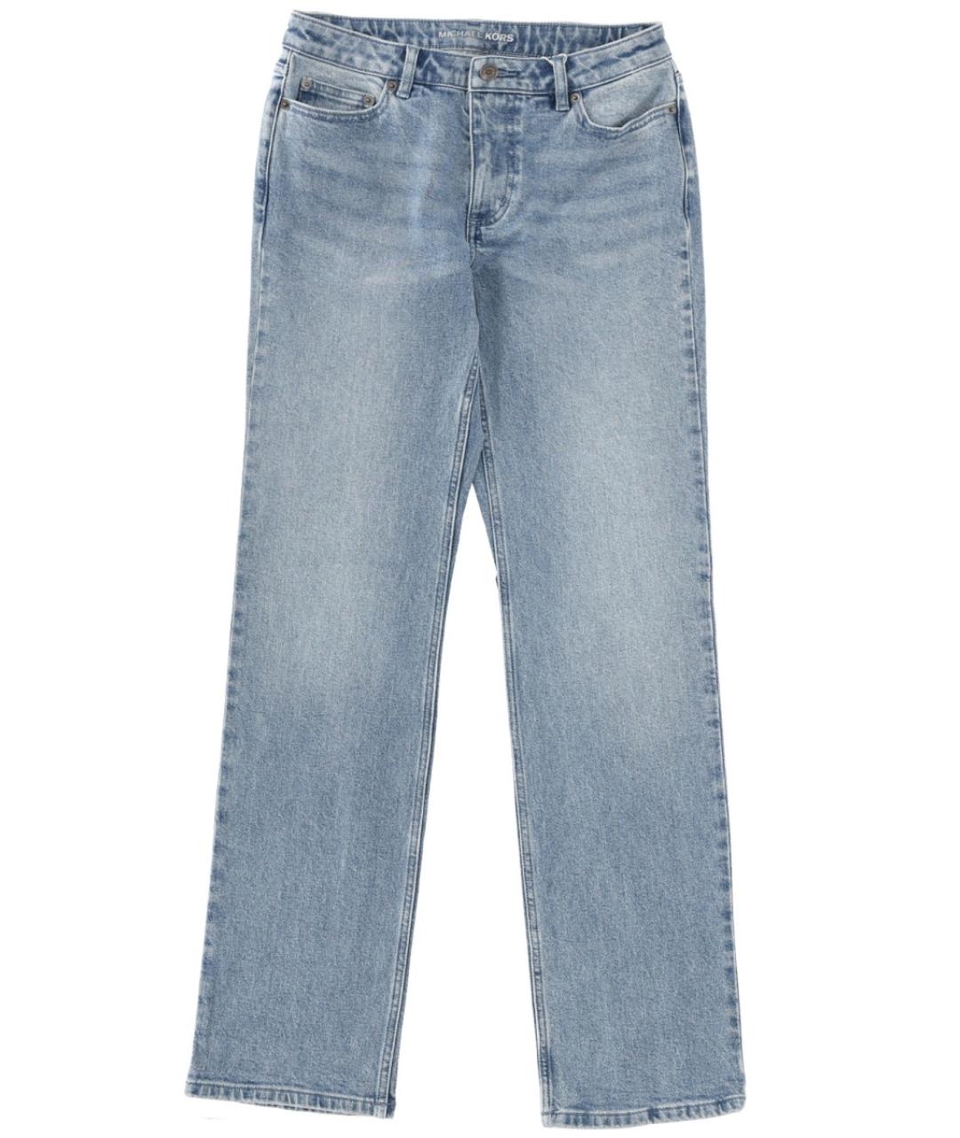 MICHAEL KORS Голубые хлопко-эластановые прямые джинсы, фото 1