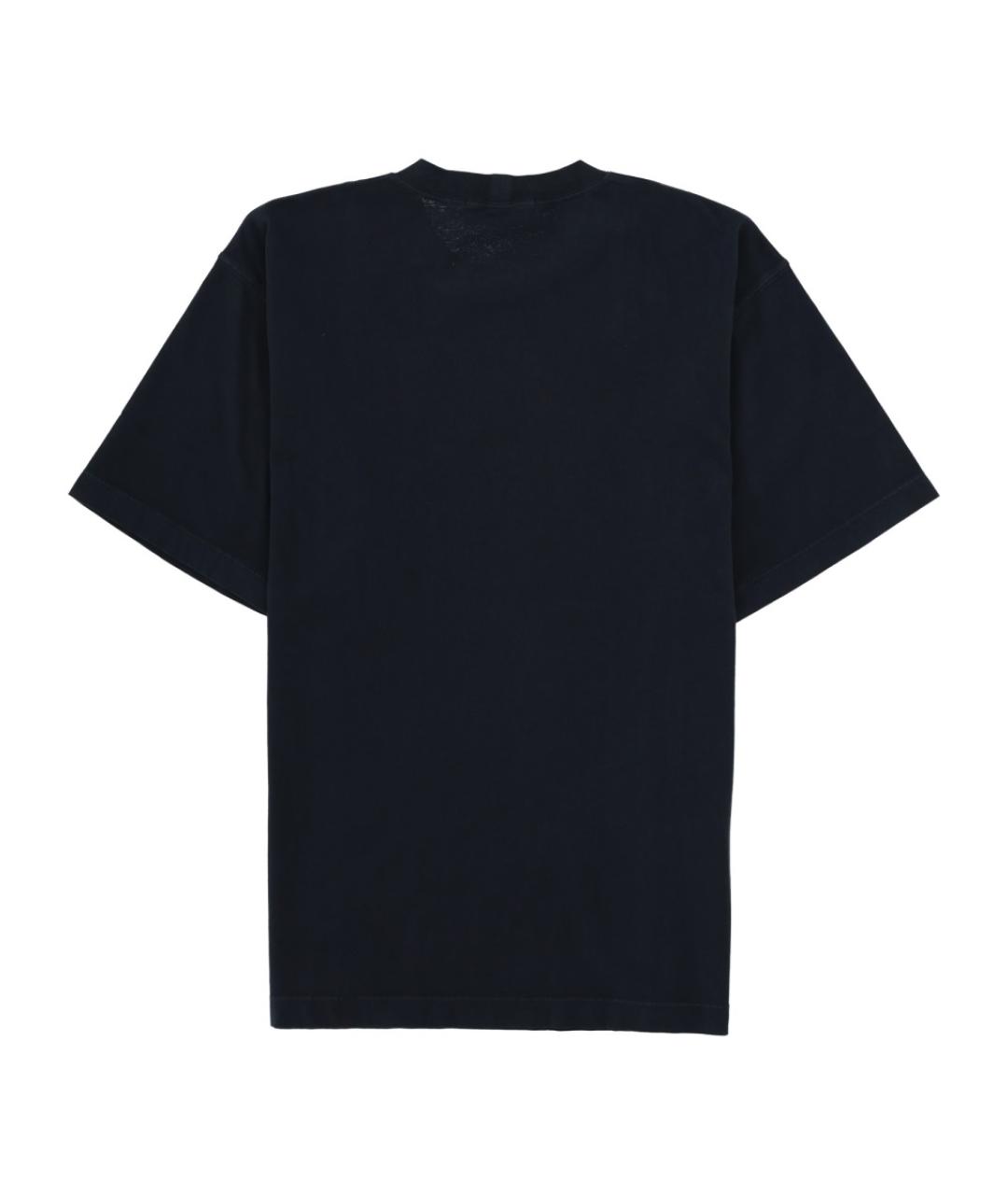 STONE ISLAND Темно-синяя хлопковая футболка, фото 2
