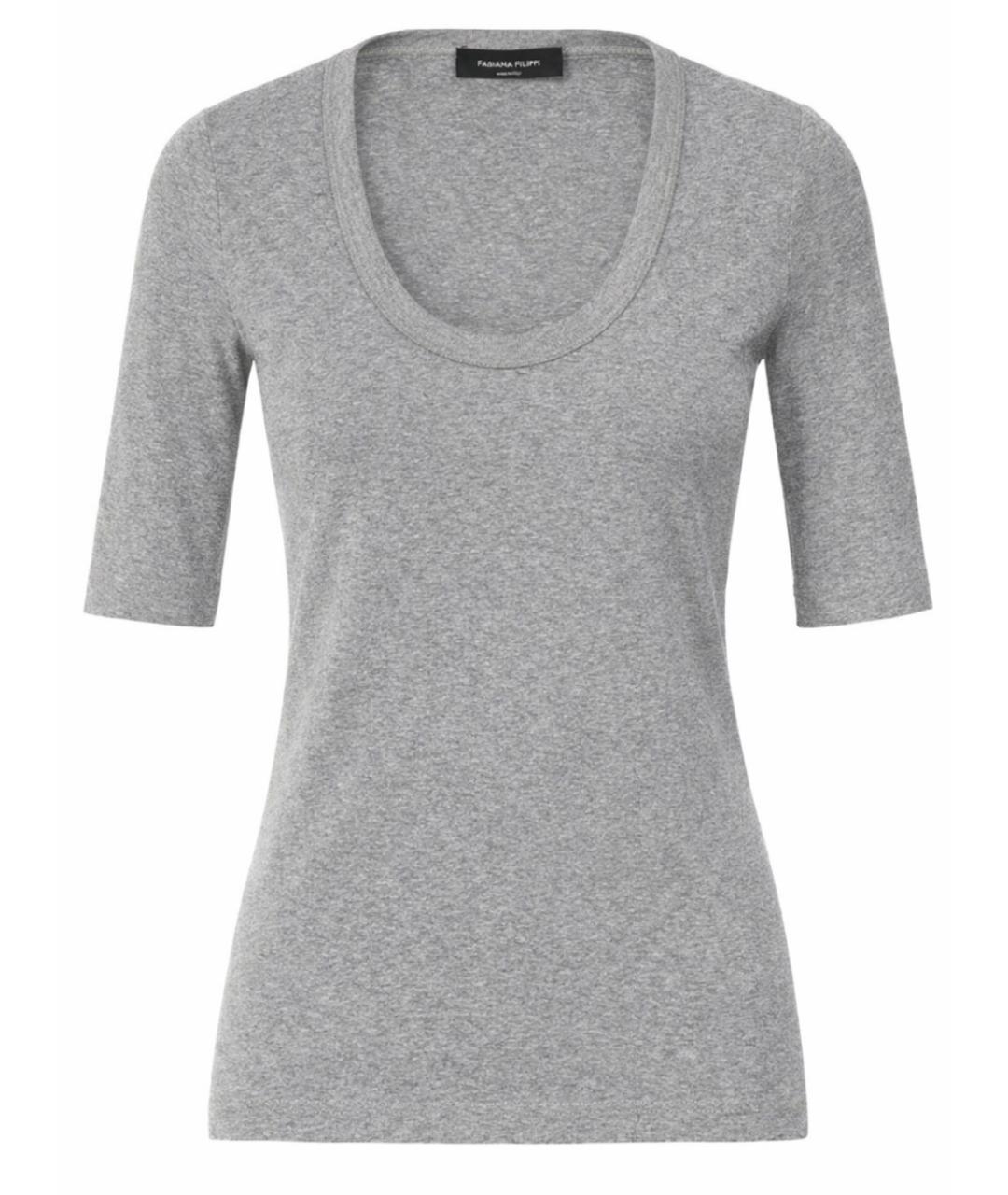 FABIANA FILIPPI Серая хлопковая футболка, фото 1