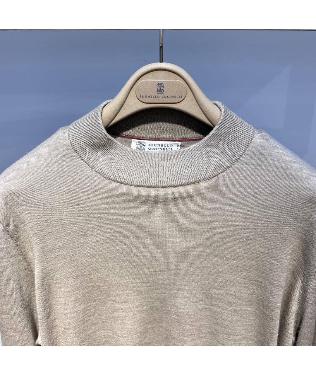 BRUNELLO CUCINELLI Бежевый шерстяной джемпер / свитер, фото 3