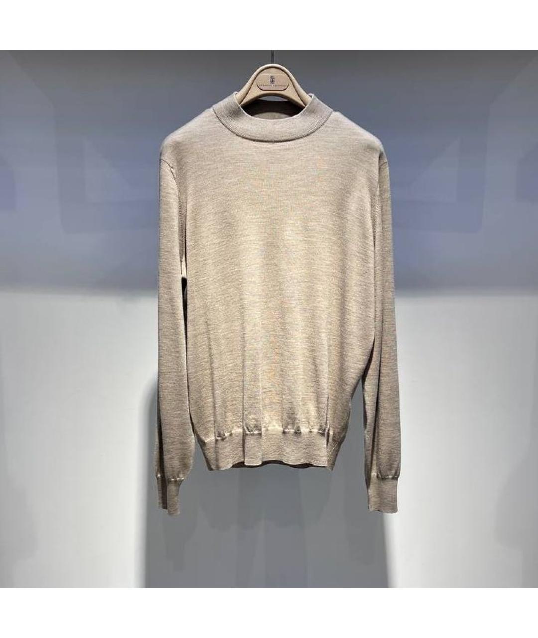 BRUNELLO CUCINELLI Бежевый шерстяной джемпер / свитер, фото 4