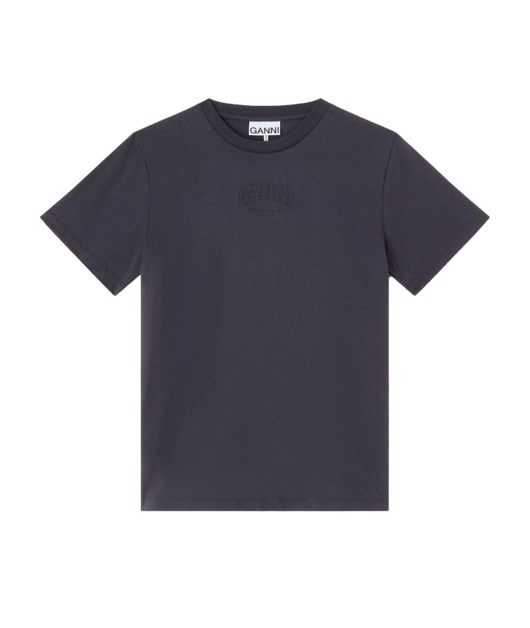 GANNI Черная хлопковая футболка, фото 1