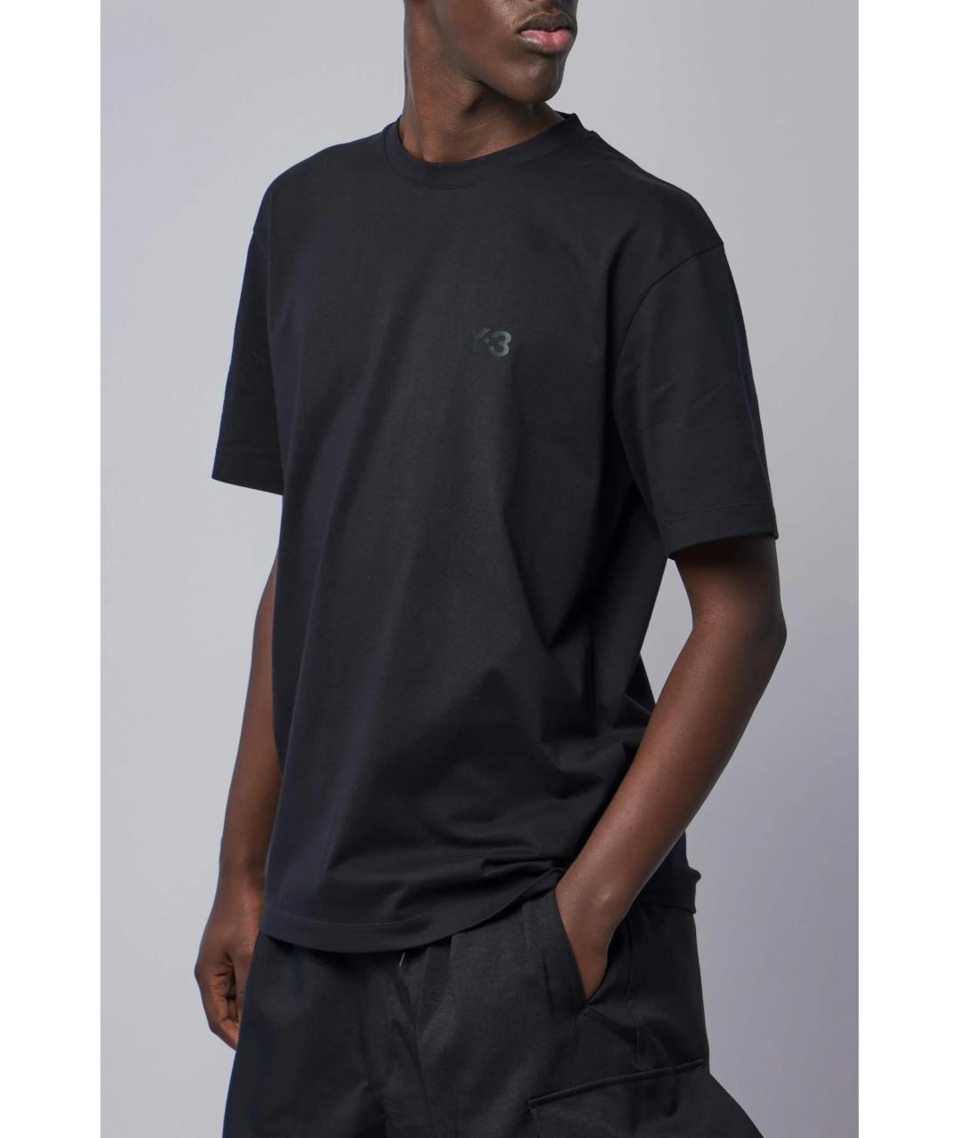 Y-3 Черная хлопковая футболка, фото 3