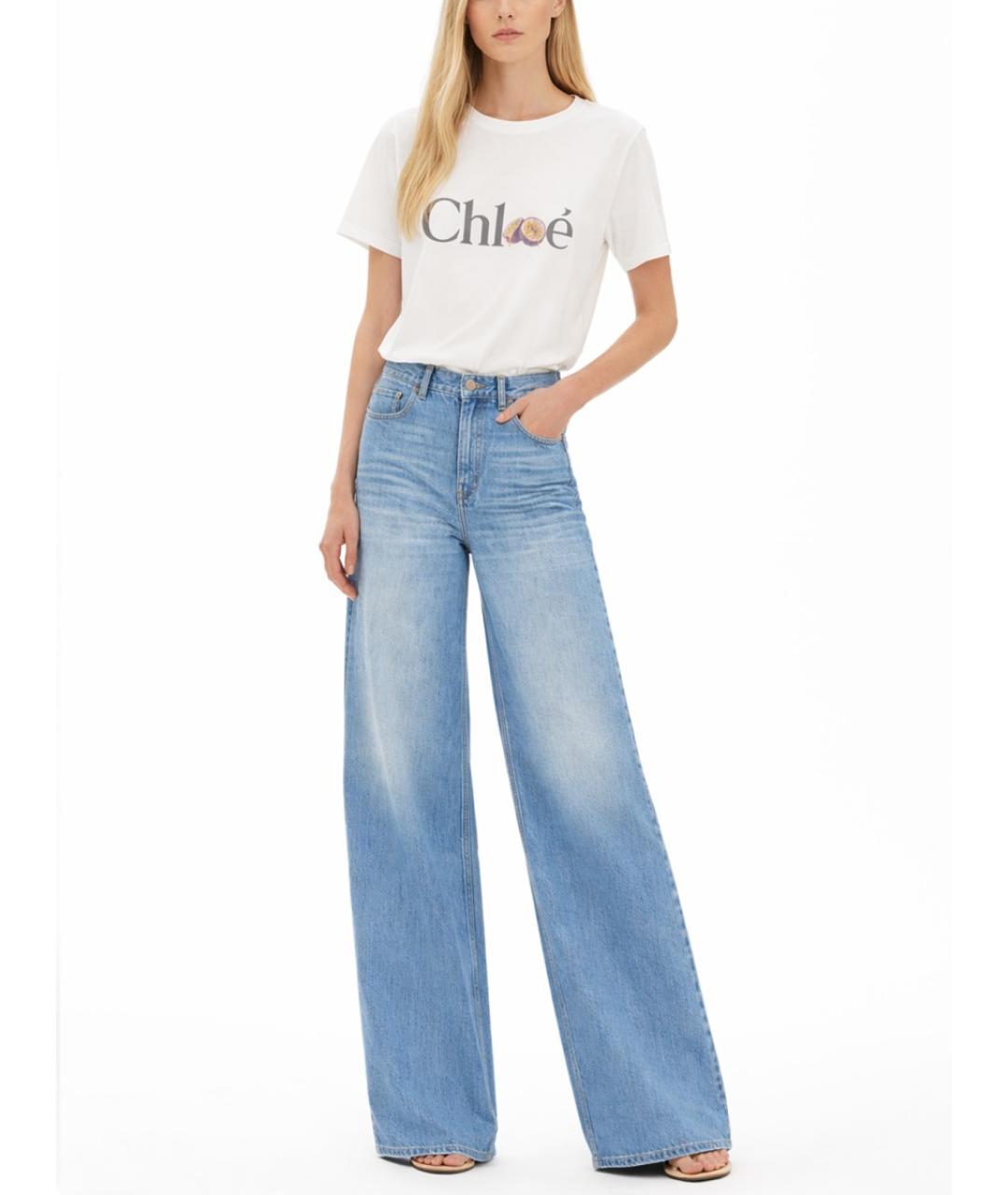 CHLOE Голубые хлопковые прямые джинсы, фото 2