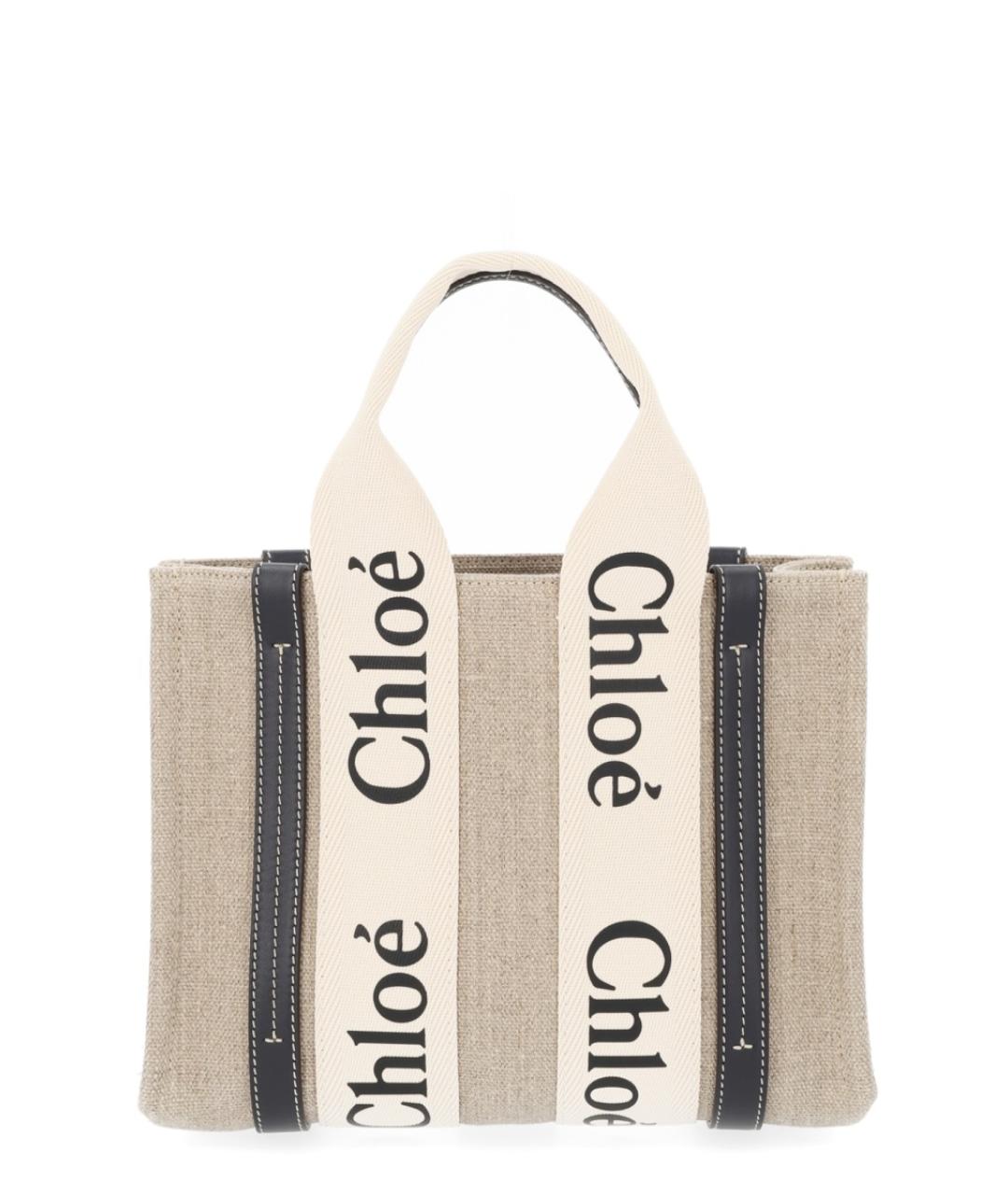 CHLOE Бежевая льняная сумка тоут, фото 1
