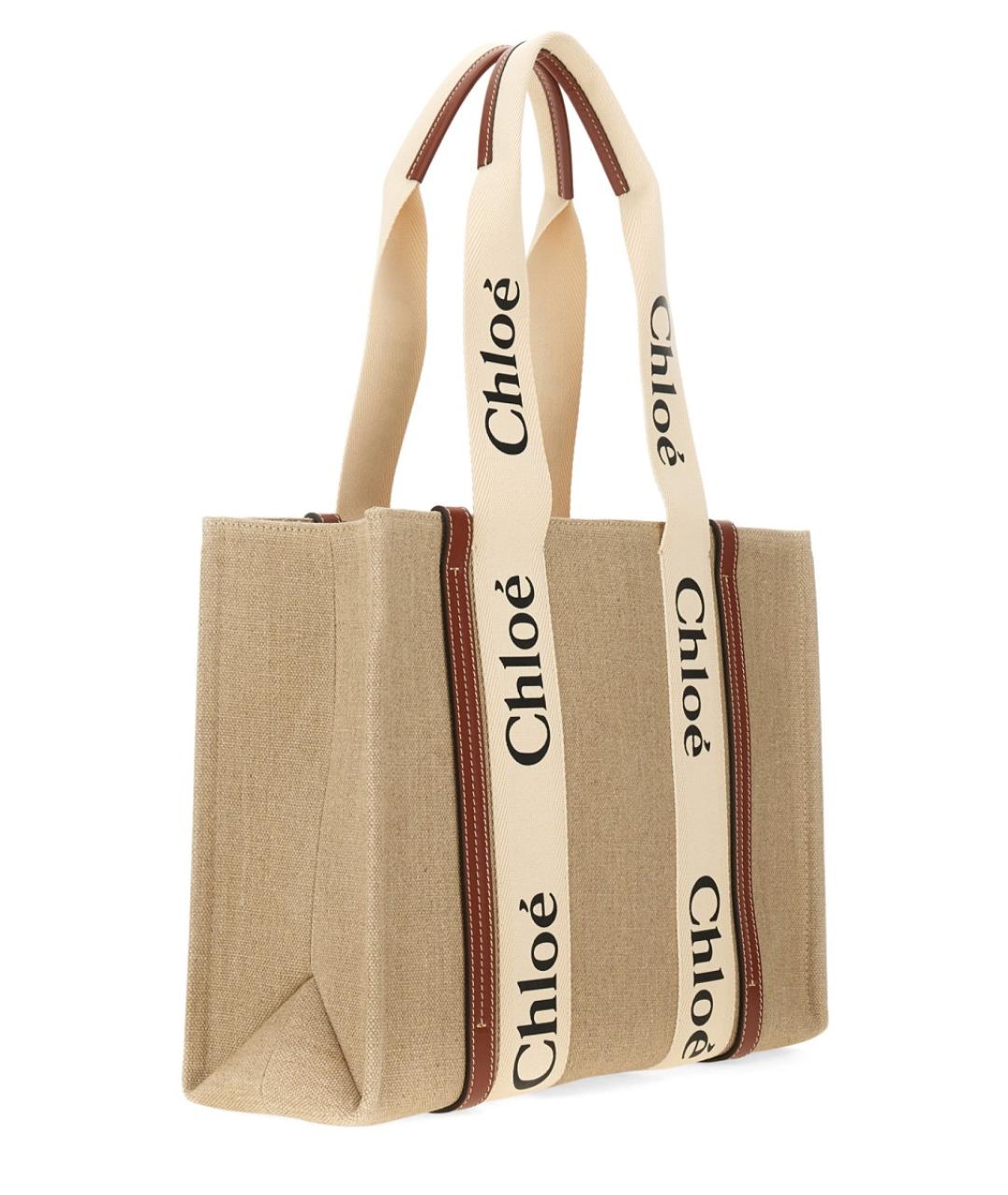 CHLOE Бежевая льняная сумка тоут, фото 2