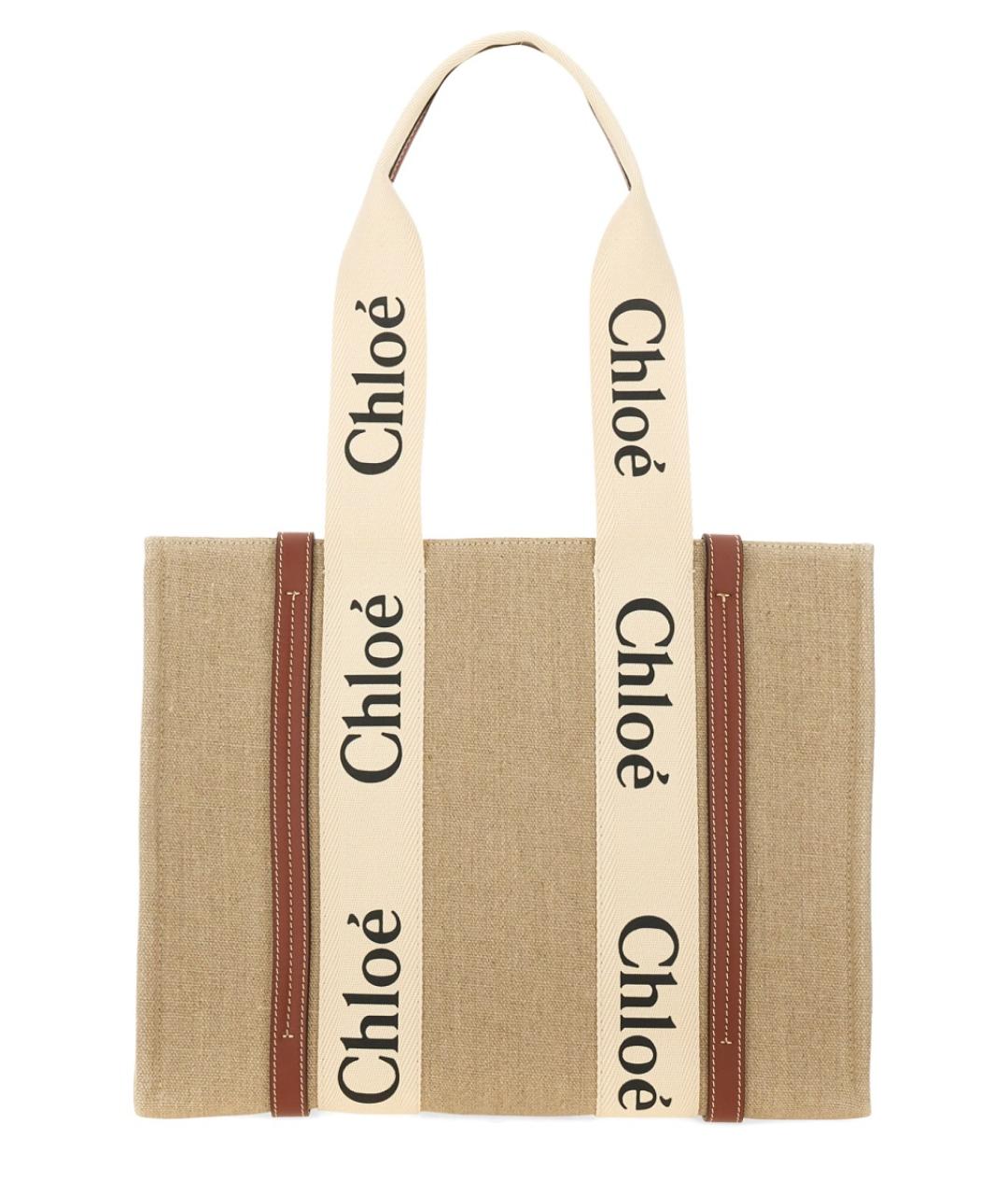 CHLOE Бежевая льняная сумка тоут, фото 1