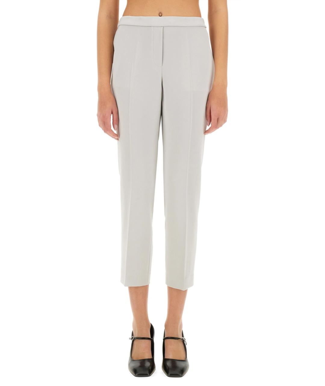 THEORY Серые ацетатные прямые брюки, фото 5