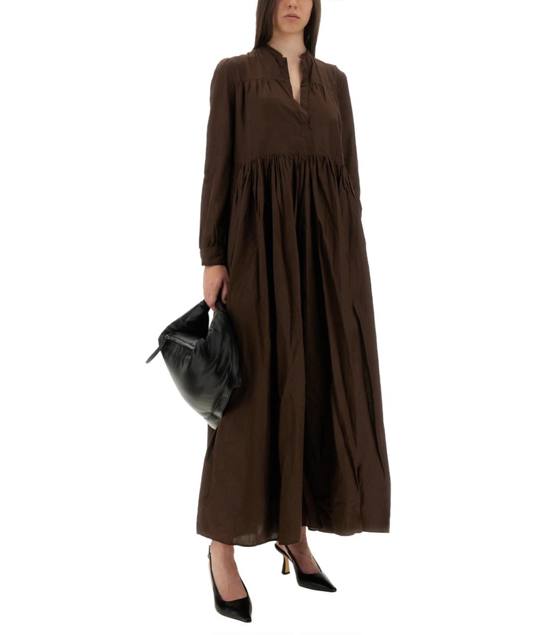 ASPESI Коричневое хлопковое повседневное платье, фото 3