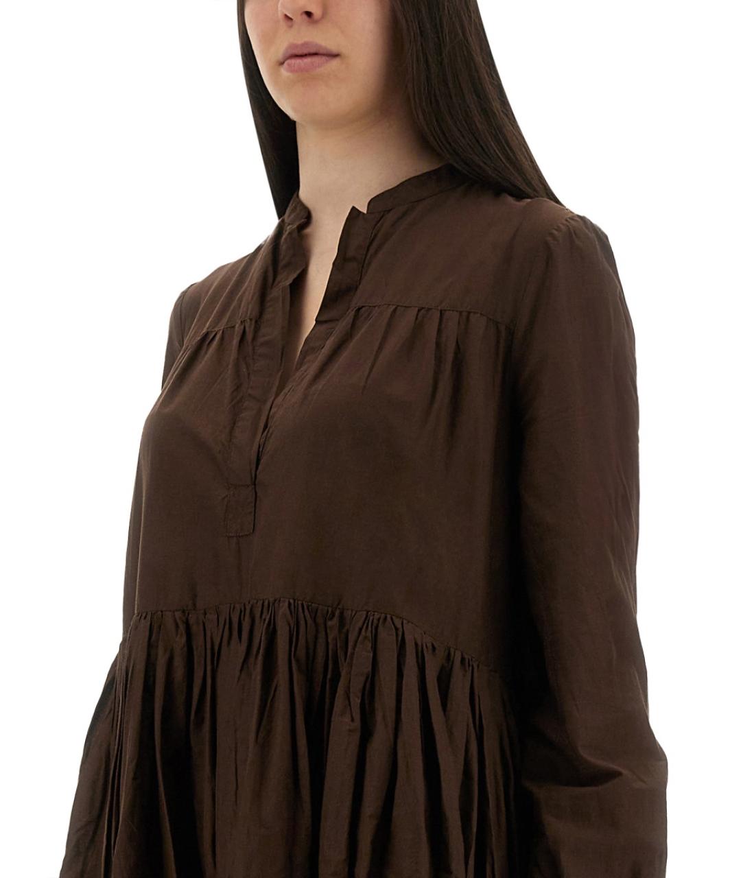 ASPESI Коричневое хлопковое повседневное платье, фото 5