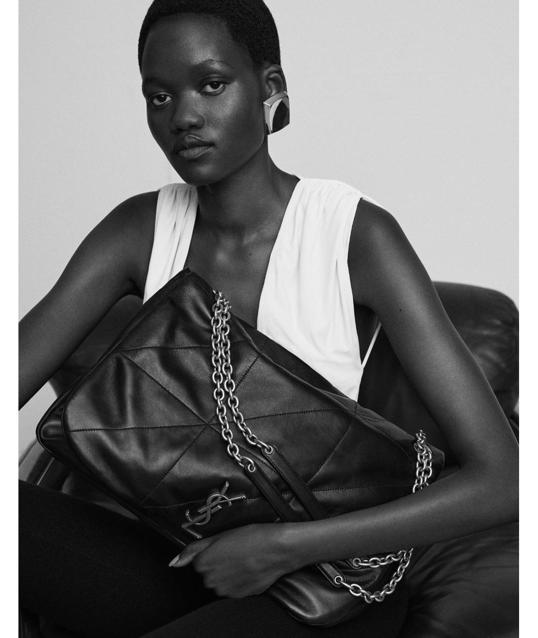 SAINT LAURENT Черная кожаная сумка через плечо, фото 2