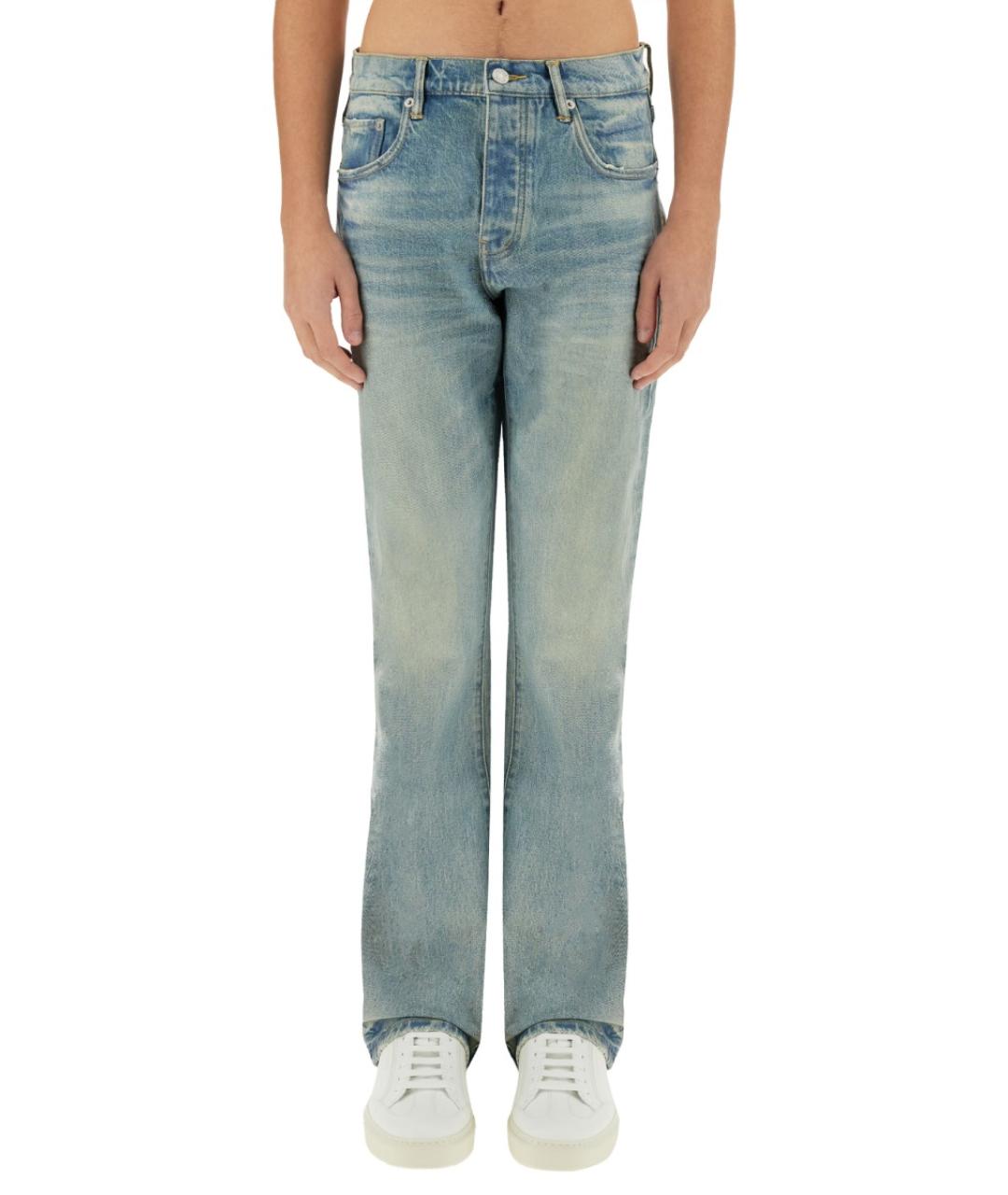 PURPLE Синие хлопковые прямые джинсы, фото 2