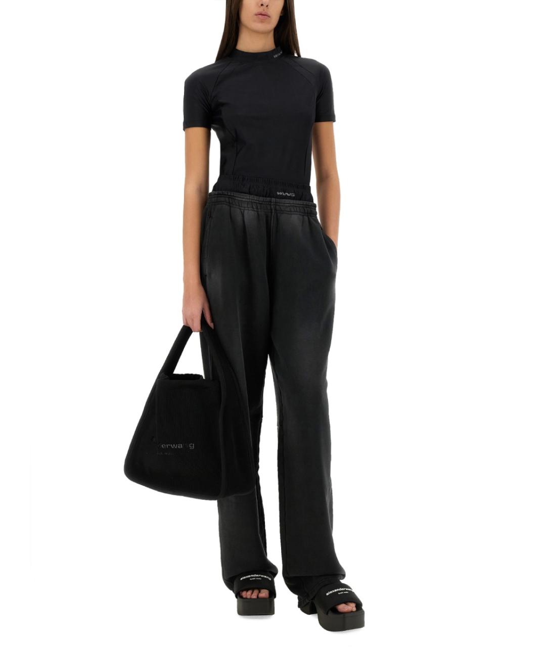 ALEXANDER WANG Черные хлопковые прямые брюки, фото 2