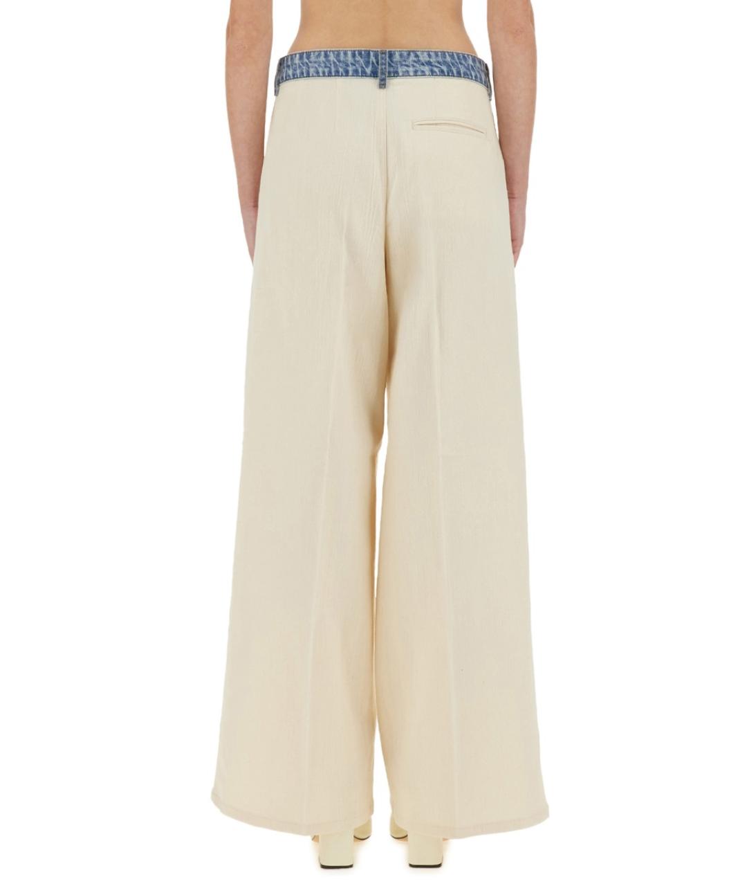 MOSCHINO JEANS Белые хлопковые прямые брюки, фото 3