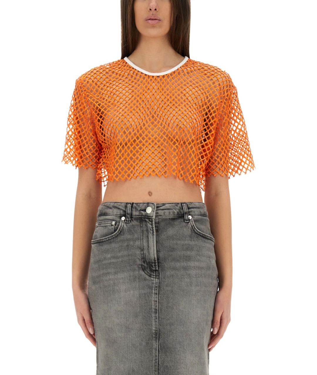 MOSCHINO JEANS Оранжевая полиэстеровая футболка, фото 2
