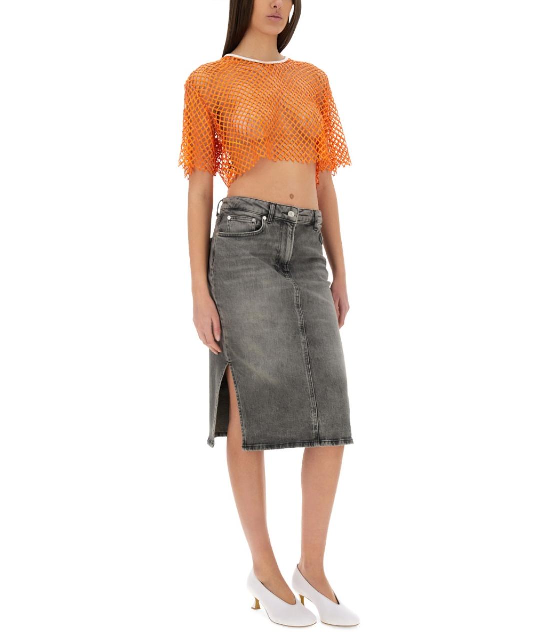 MOSCHINO JEANS Оранжевая полиэстеровая футболка, фото 3