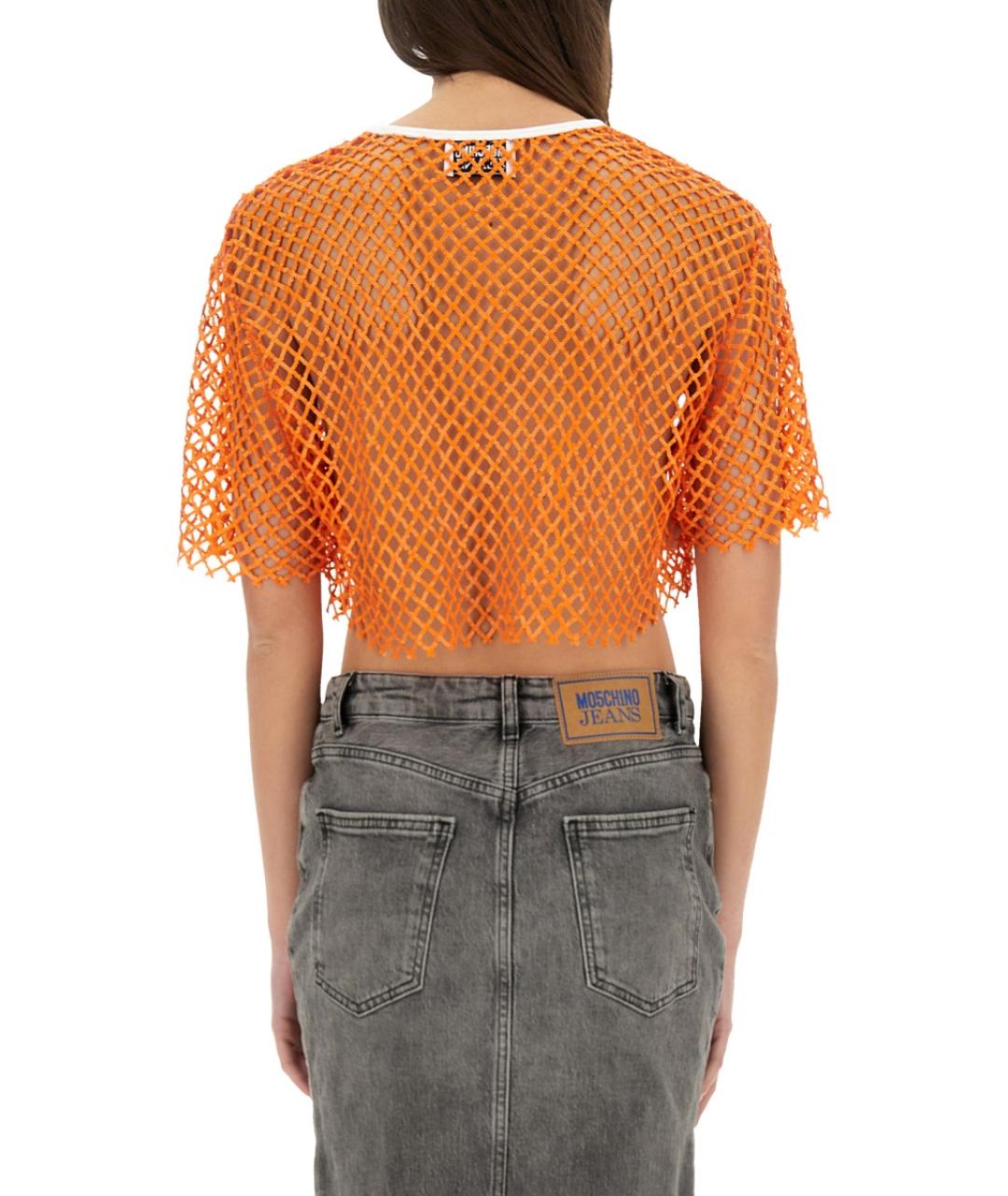 MOSCHINO JEANS Оранжевая полиэстеровая футболка, фото 4