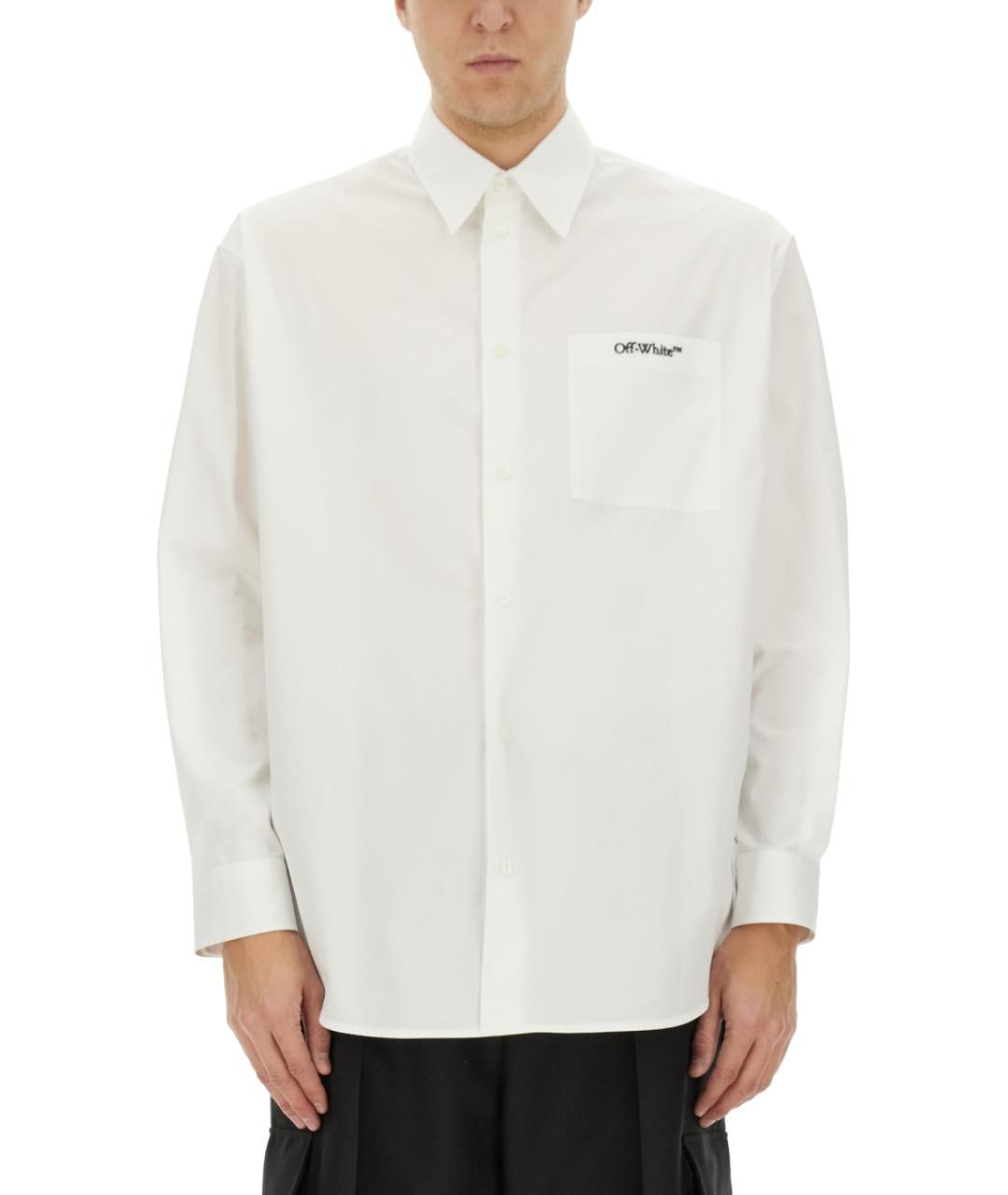 OFF-WHITE Белая хлопковая кэжуал рубашка, фото 5