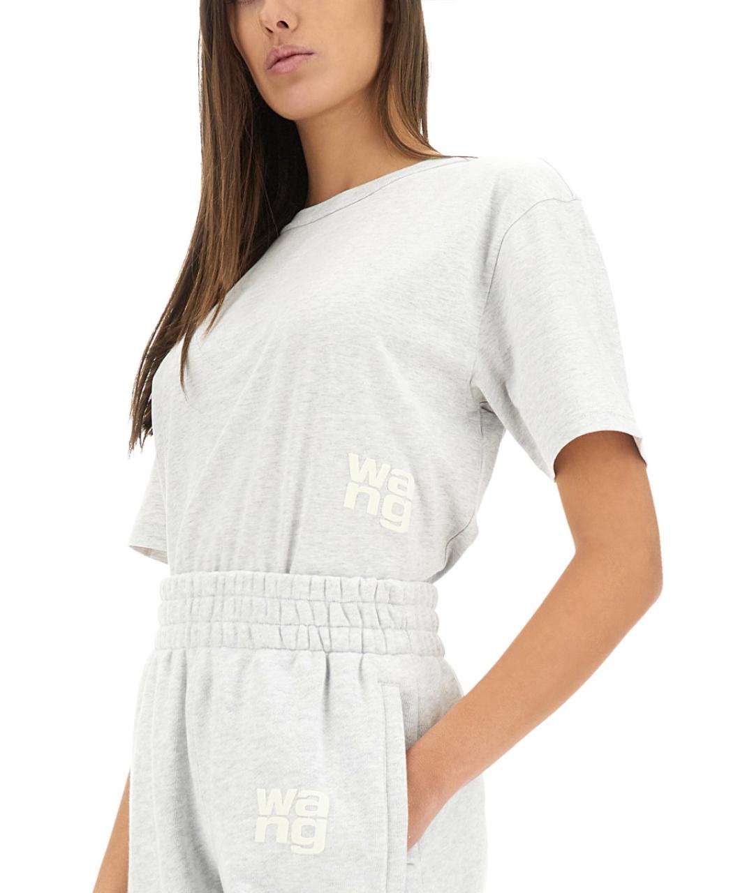 ALEXANDER WANG Серая хлопковая футболка, фото 3