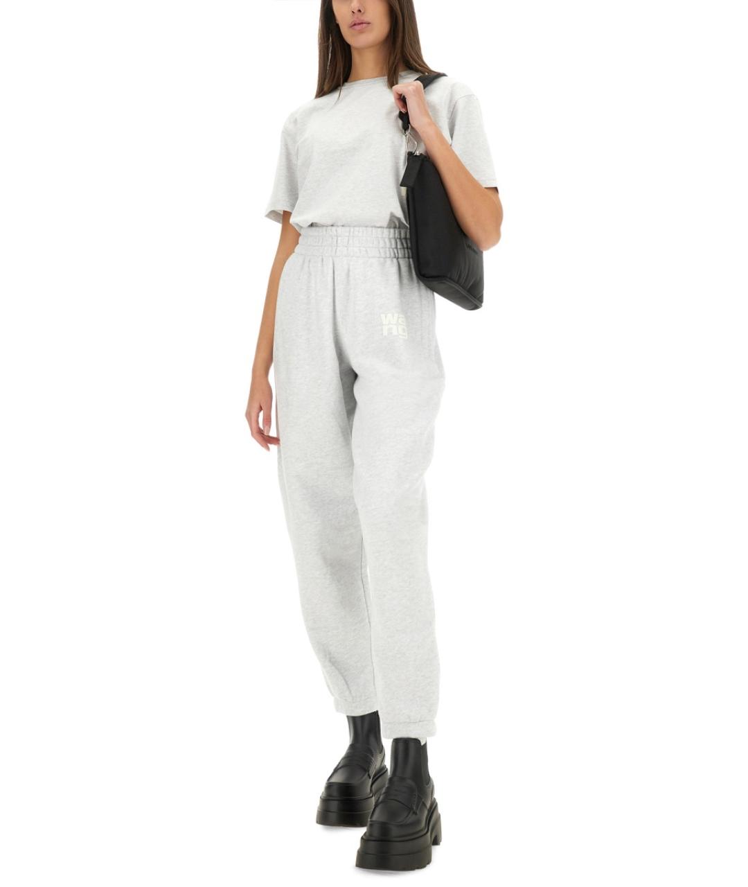 ALEXANDER WANG Серая хлопковая футболка, фото 5