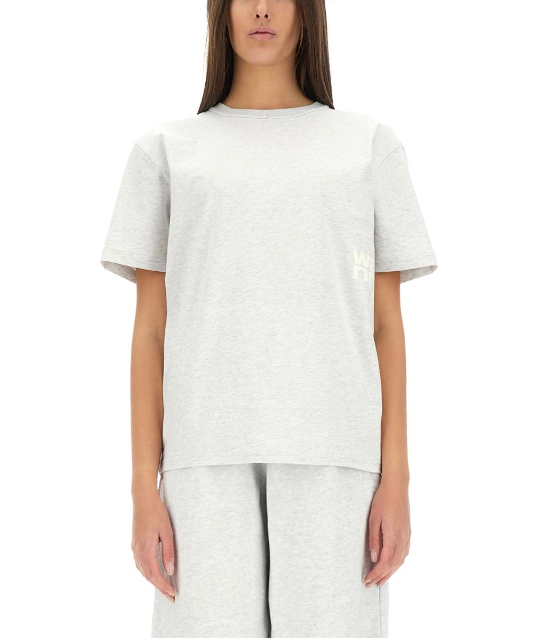 ALEXANDER WANG Серая хлопковая футболка, фото 2