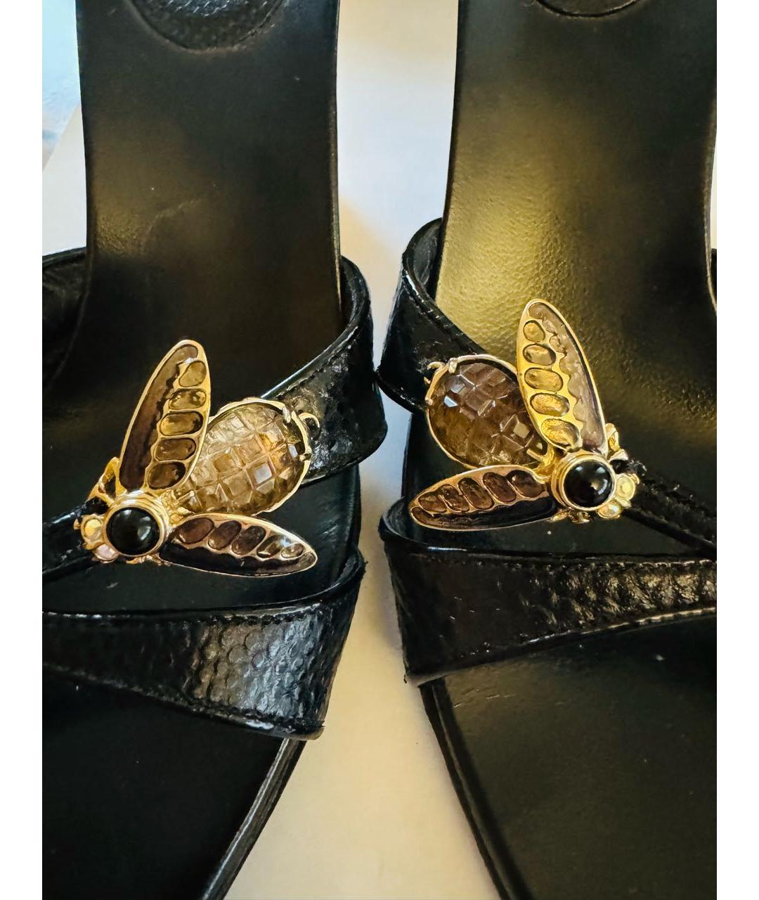 GUCCI Черные кожаные босоножки, фото 5