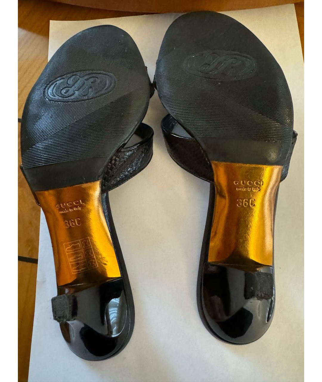 GUCCI Черные кожаные босоножки, фото 4