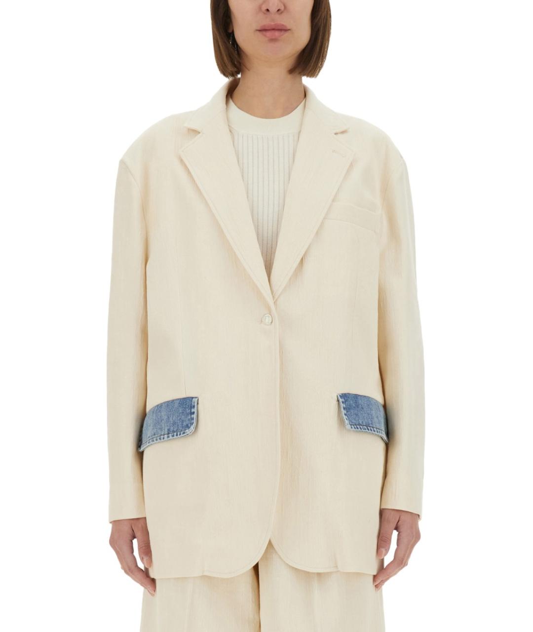 MOSCHINO JEANS Белый хлопковый жакет/пиджак, фото 2
