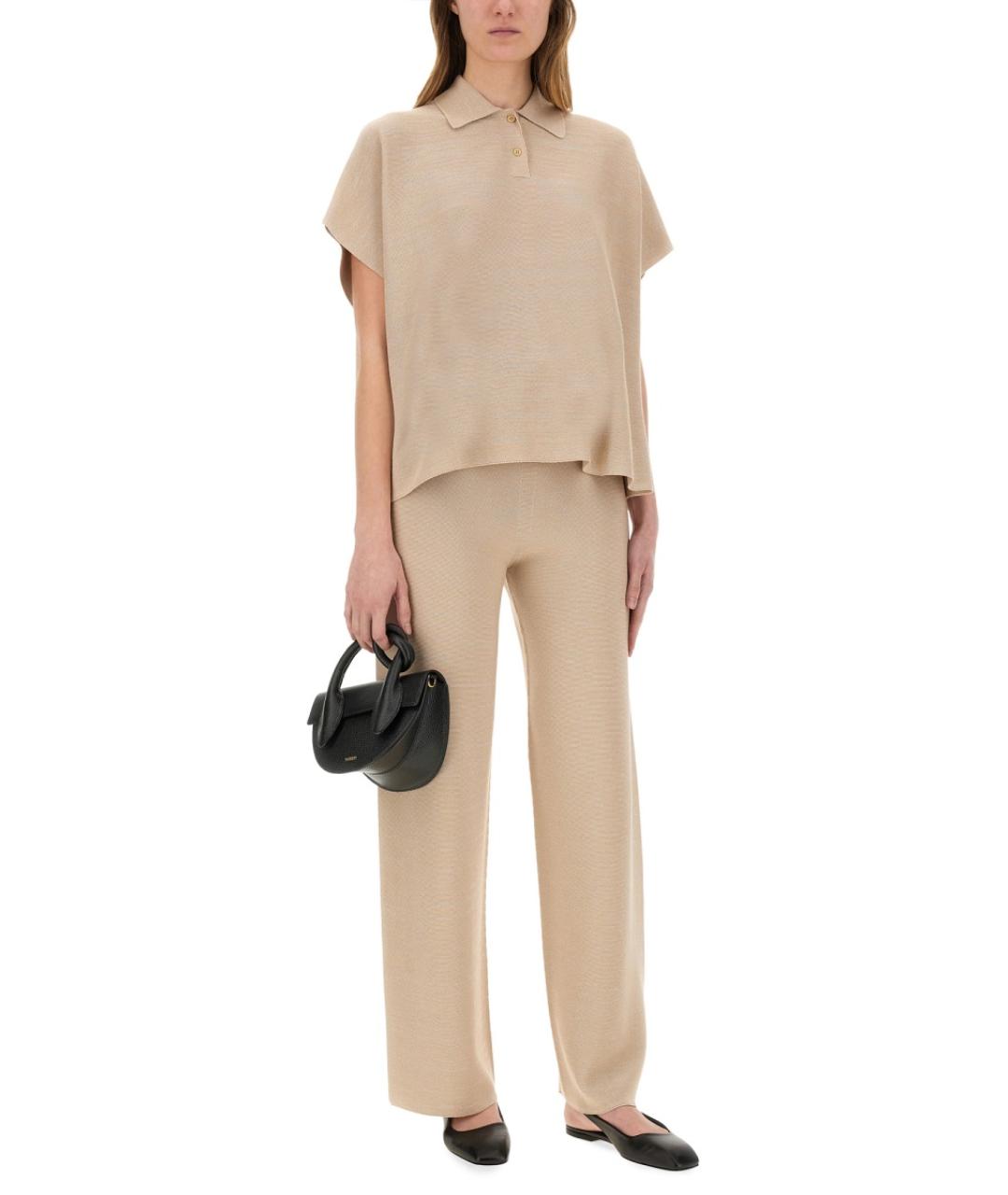 FABIANA FILIPPI Бежевые хлопковые прямые брюки, фото 2