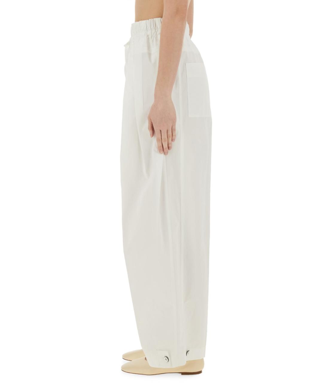 JIL SANDER Белые хлопковые брюки широкие, фото 4