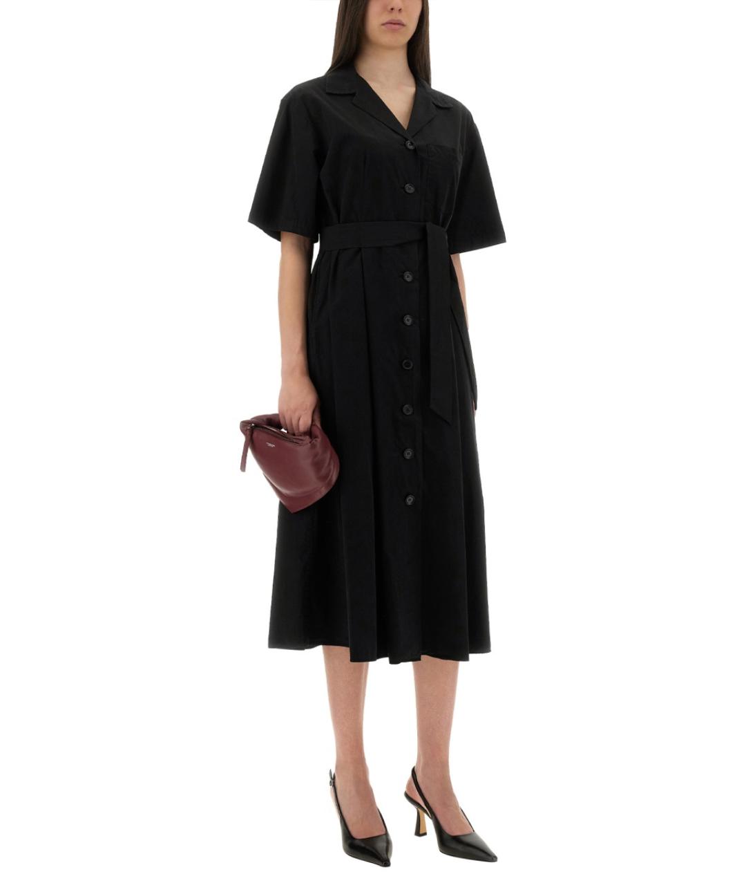 ASPESI Черное хлопковое повседневное платье, фото 2