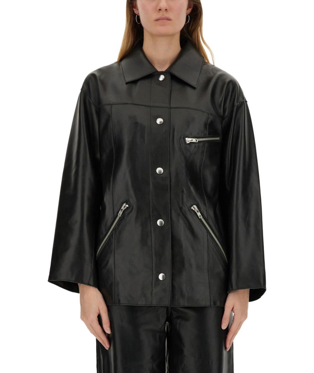 STAND Черная кожаная куртка, фото 2