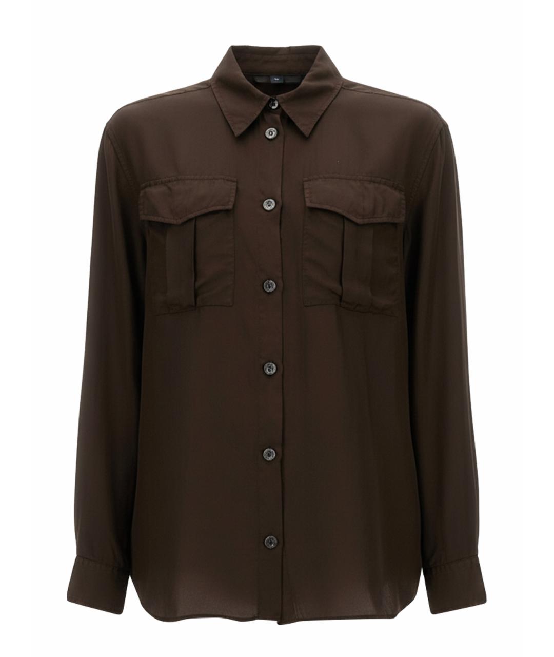 ASPESI Коричневая вискозная рубашка, фото 1