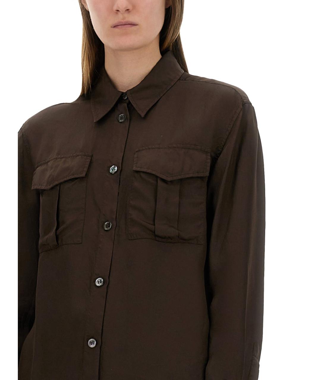 ASPESI Коричневая вискозная рубашка, фото 4