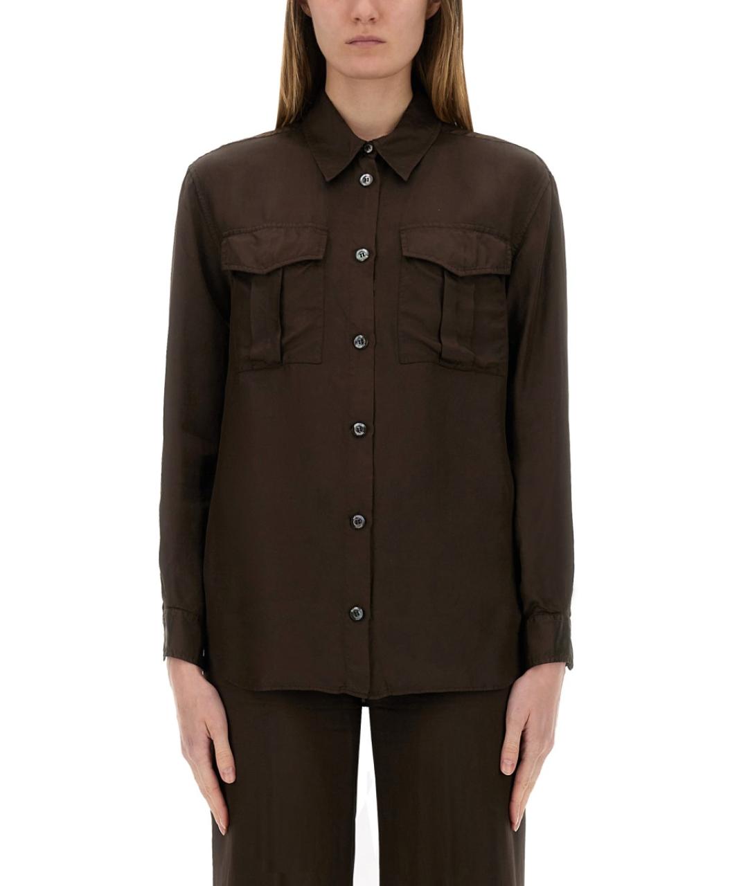 ASPESI Коричневая вискозная рубашка, фото 5