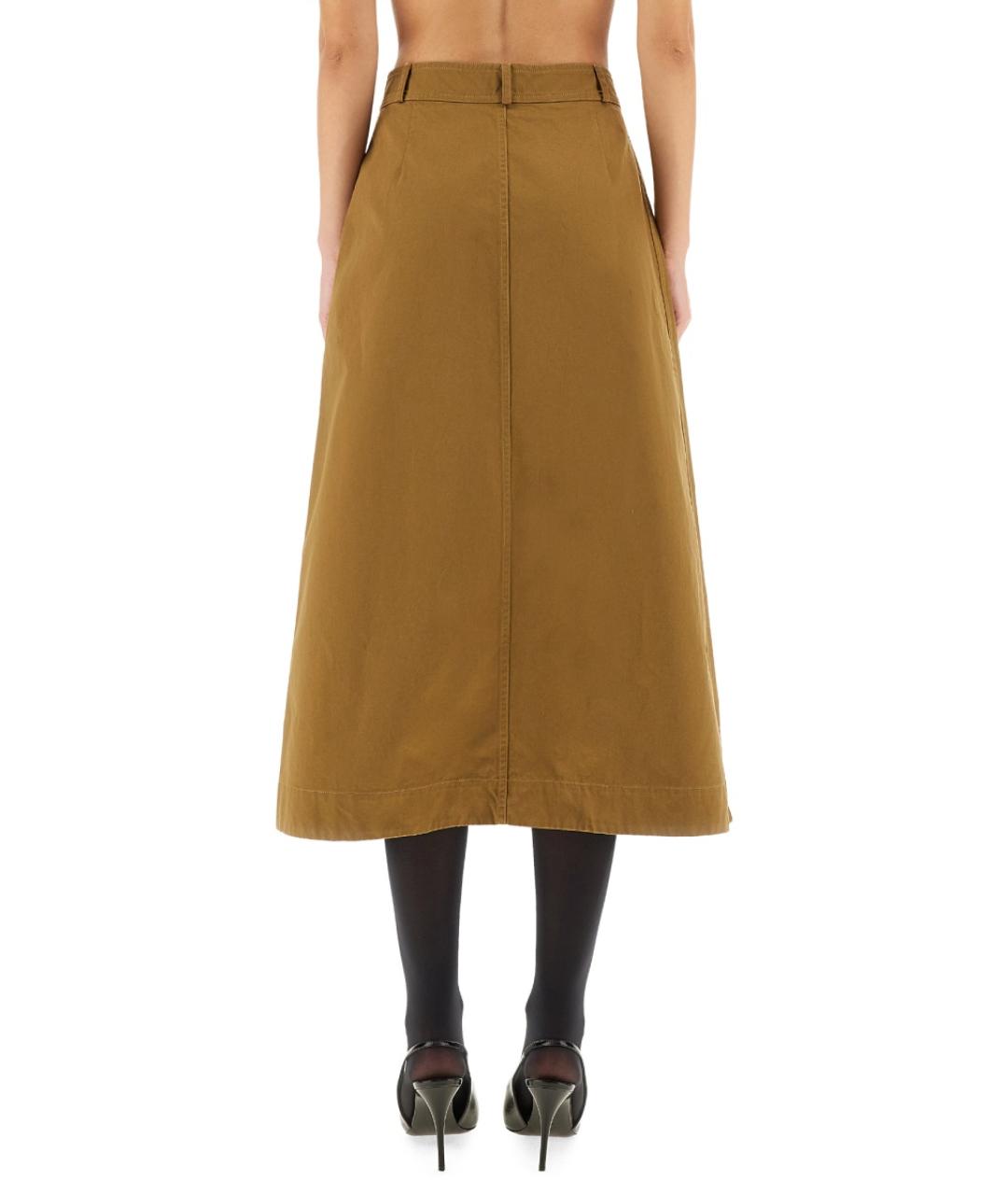 SAINT LAURENT Бежевая хлопковая юбка миди, фото 4