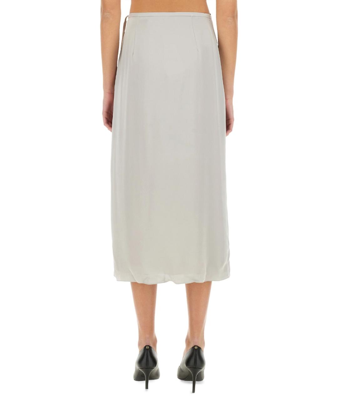 THEORY Серая шелковая юбка миди, фото 3