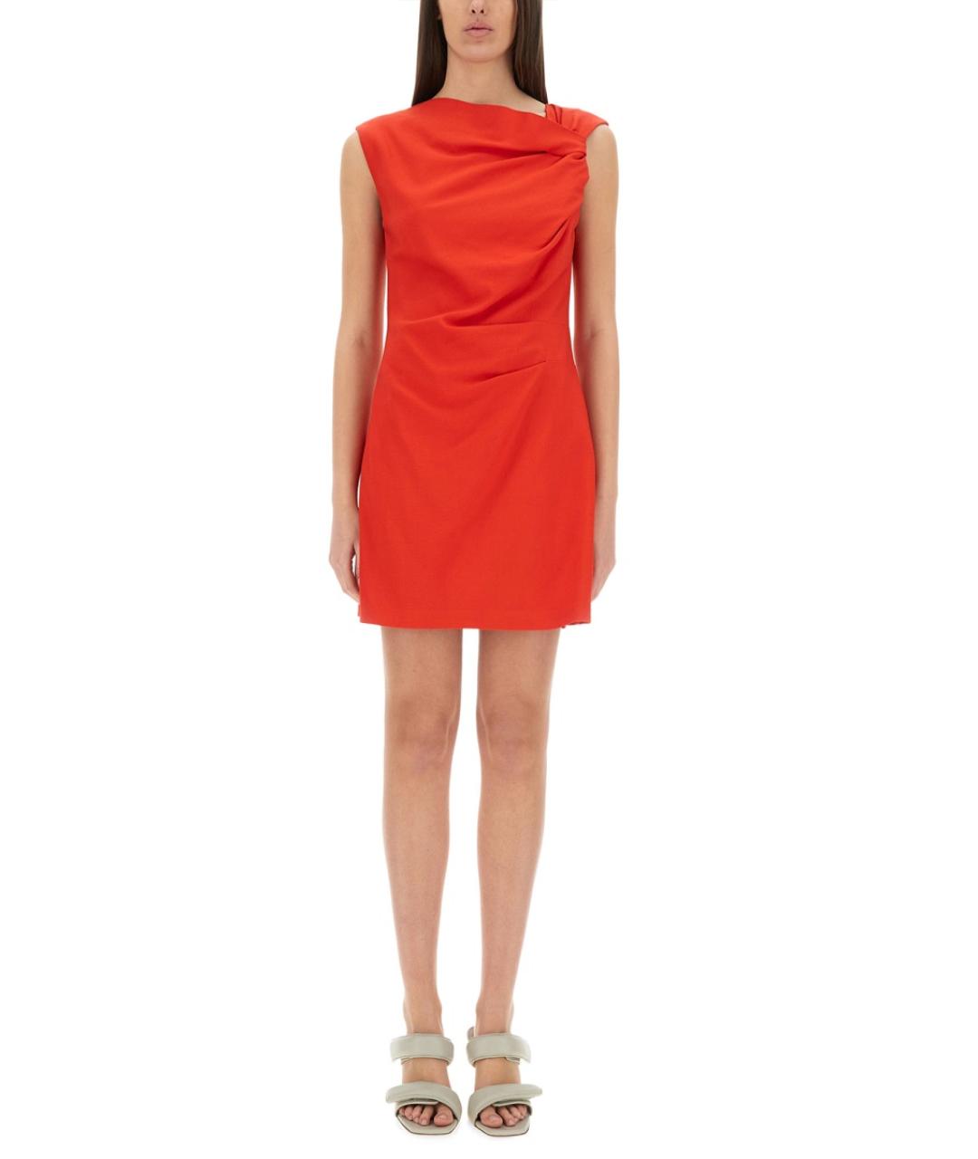 MSGM Красное вискозное коктейльное платье, фото 5