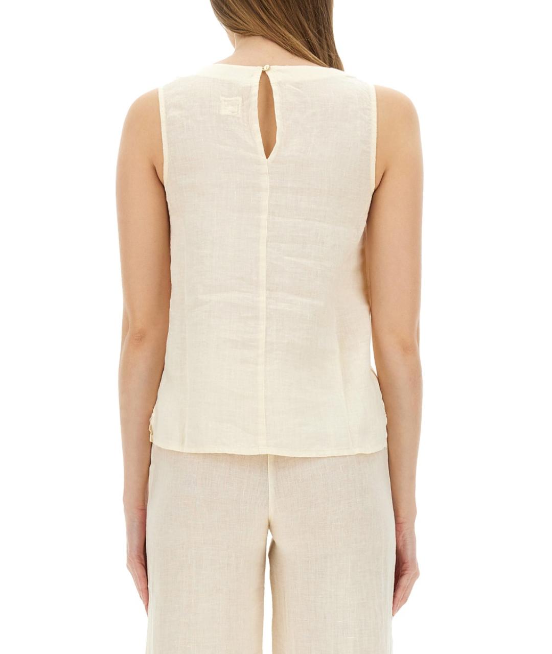 120% LINO Бежевая льняная блузы, фото 3