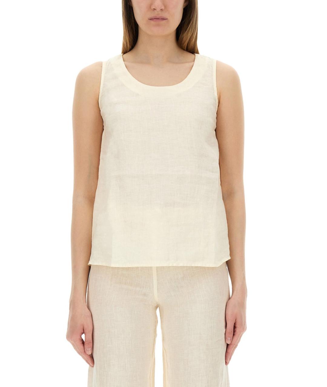 120% LINO Бежевая льняная блузы, фото 5