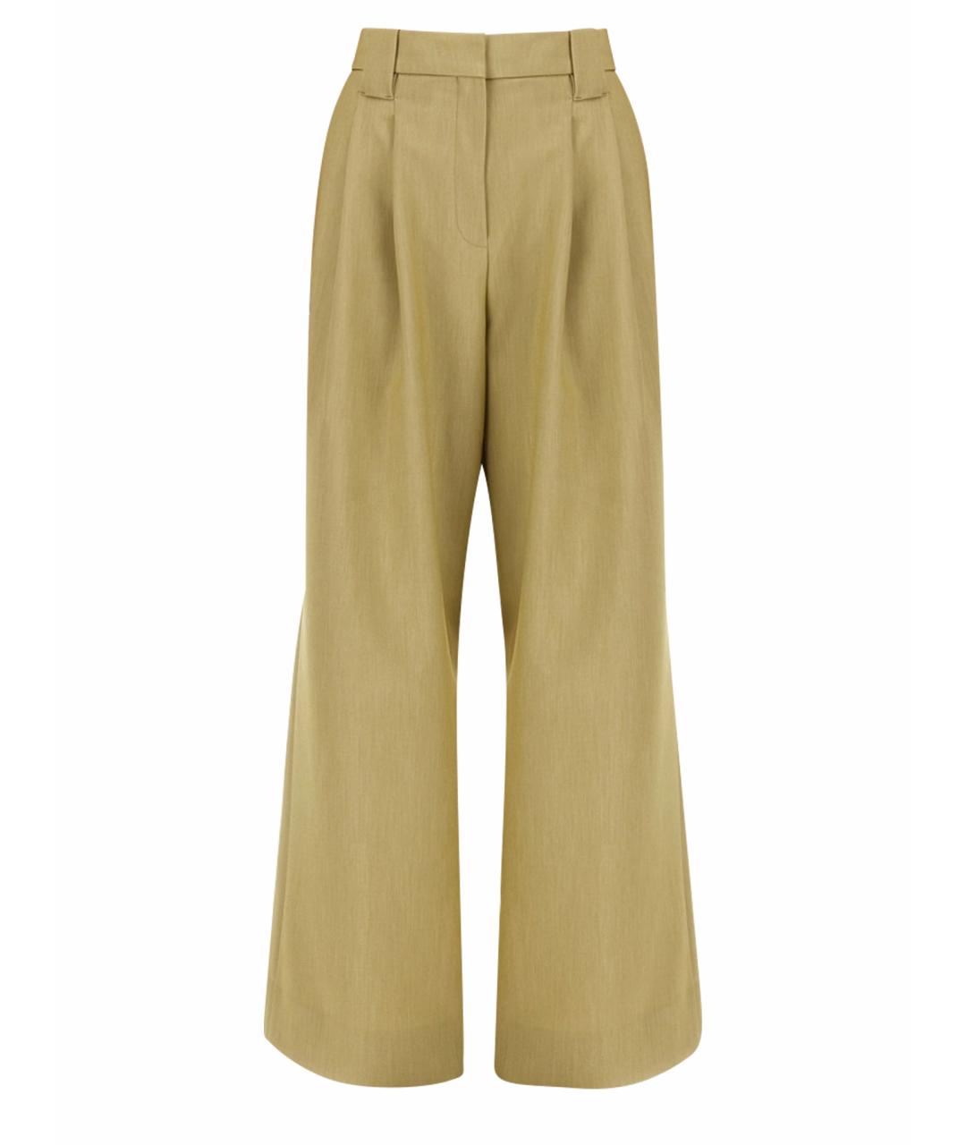 GANNI Бежевые шерстяные прямые брюки, фото 1