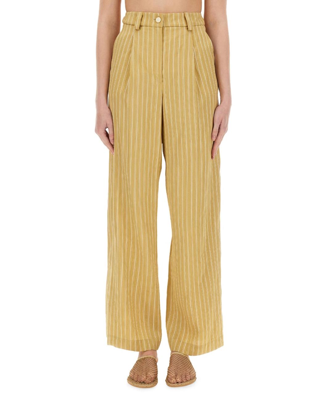 ALYSI Бежевые вискозные прямые брюки, фото 5